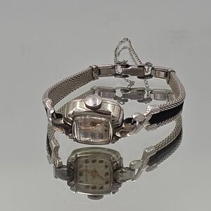 Wittnauer Watch Womens Small Silver Good 10K Gold Filled Speidel Mesh Band